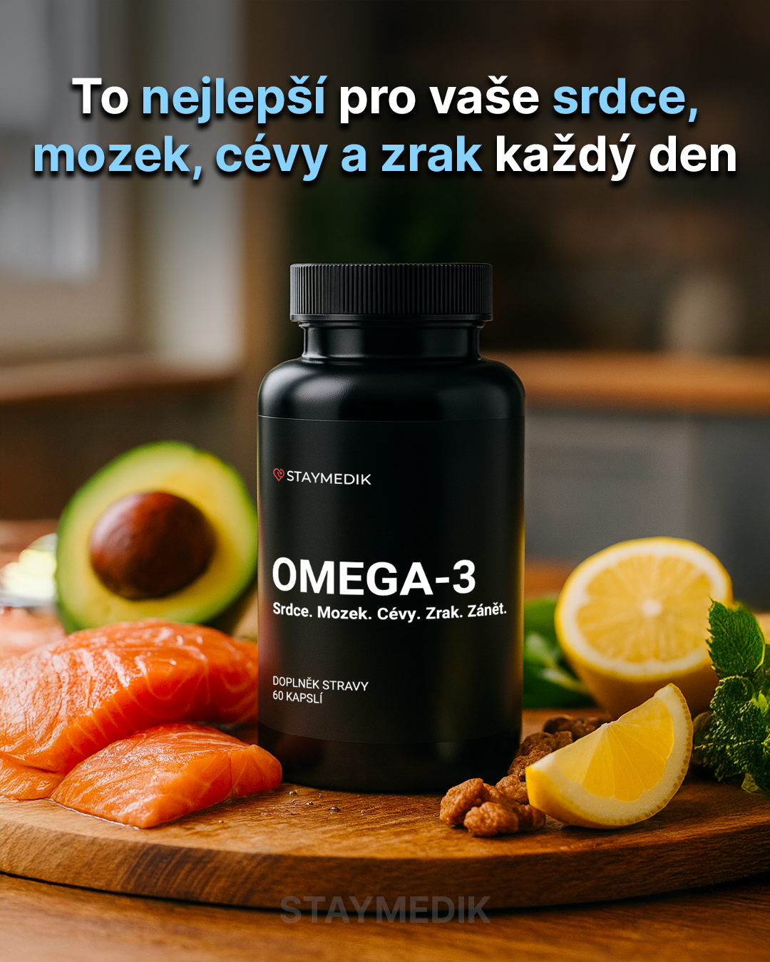 Omega-3 ve formě triglyceridů - srdce, mozek, cévy, zrak, 60 želatinových kapslí